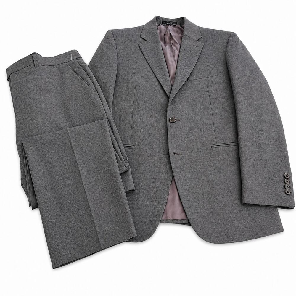 Lauren Ralph Lauren Mens Suit 34x30 Charcoal Gray Wool Blend 2 Piece Stretch
